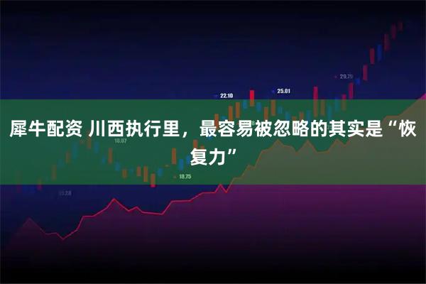 犀牛配资 川西执行里，最容易被忽略的其实是“恢复力”